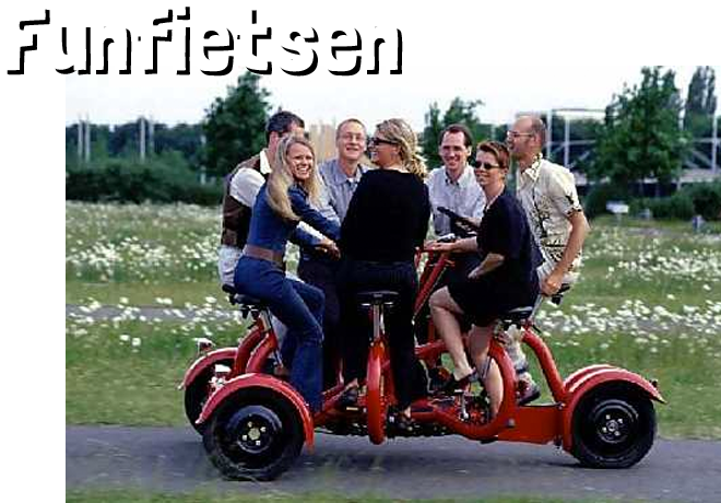 Maxifun verhuurt funfietsen, fun steps en bierfietsen.